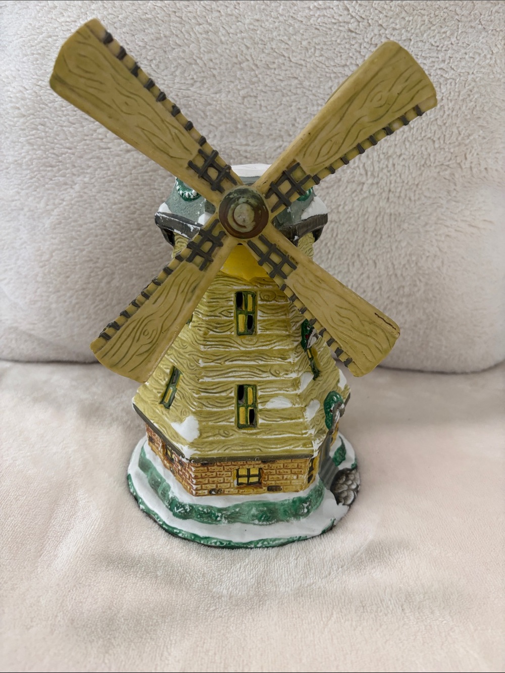 1997 Yellow & Green Holiday Windmill Tabletop Decor by Dickens Collectables